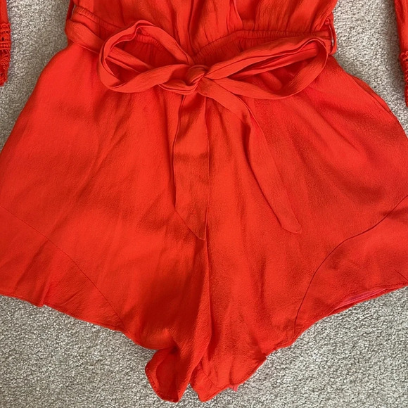 Lovers & Friends Reese Romper in Coral Reef Orange Size S - Picture 9 of 13